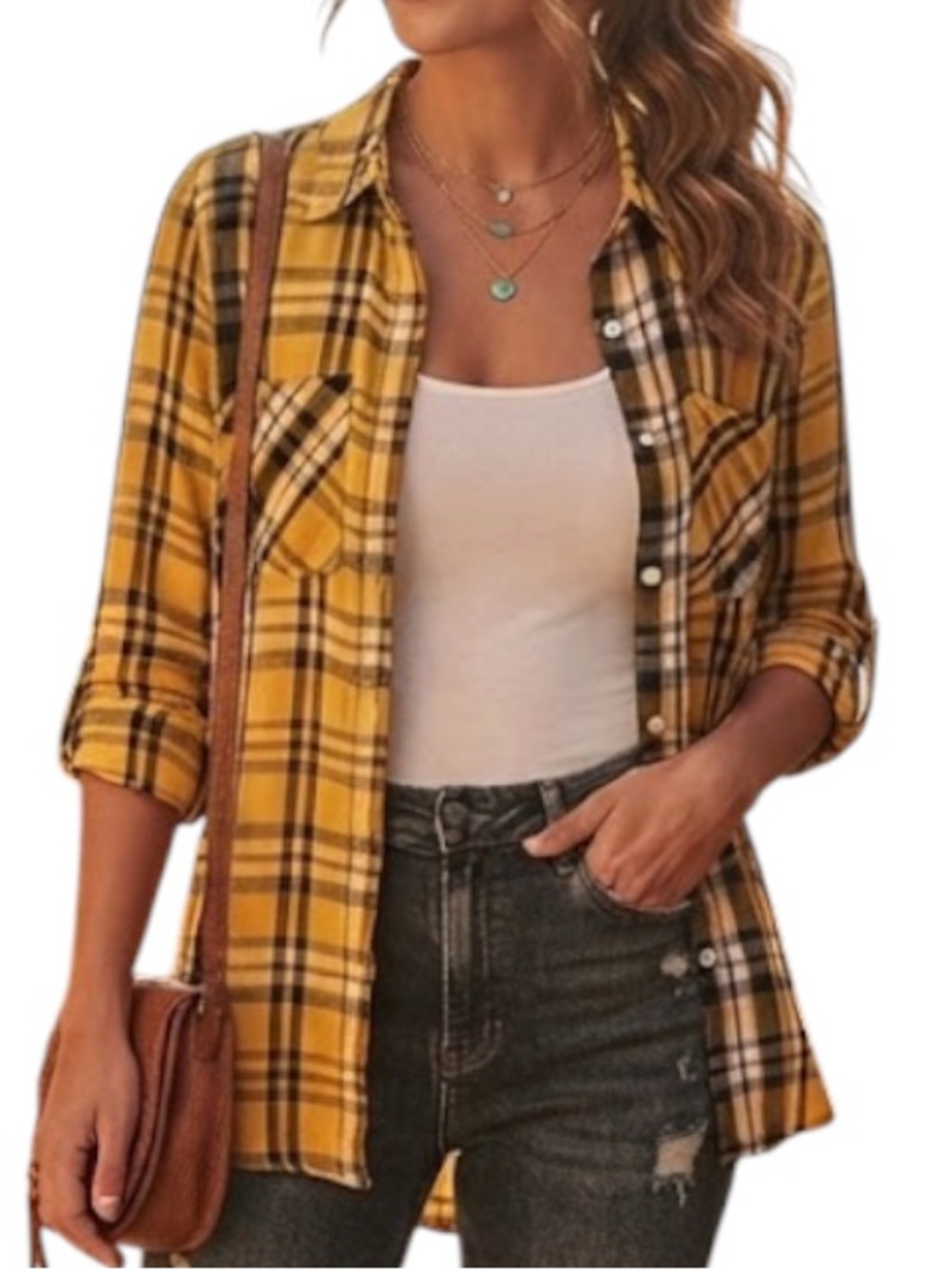 DESIGN LAB Mustard Yellow Plaid Button Down Shirt Western Cowboy XS